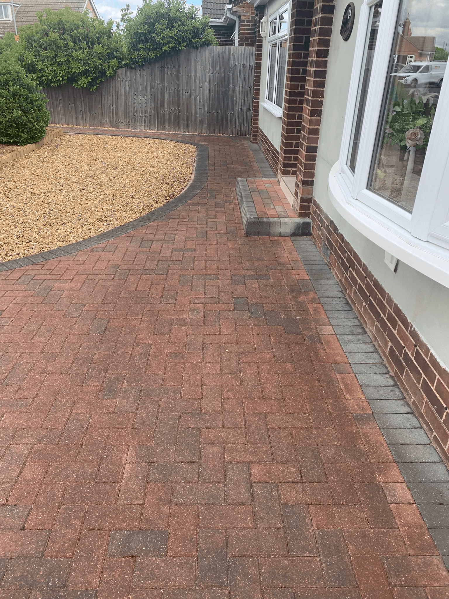 Red brick driveway cleaned
