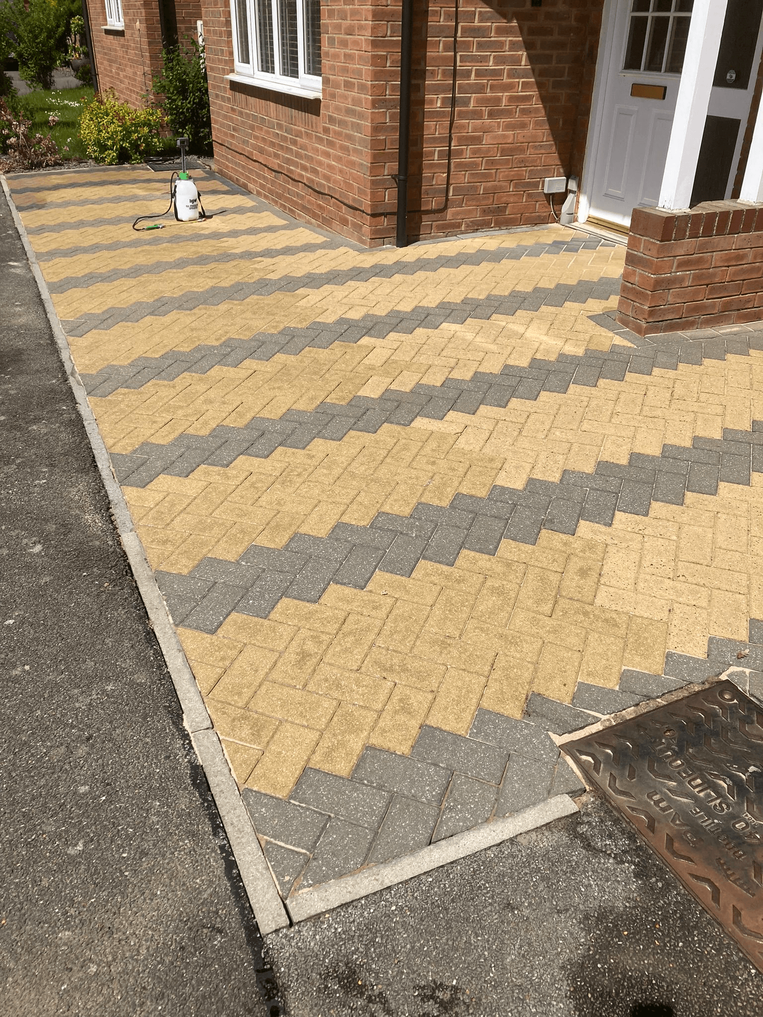 Driveway after pressure washing
